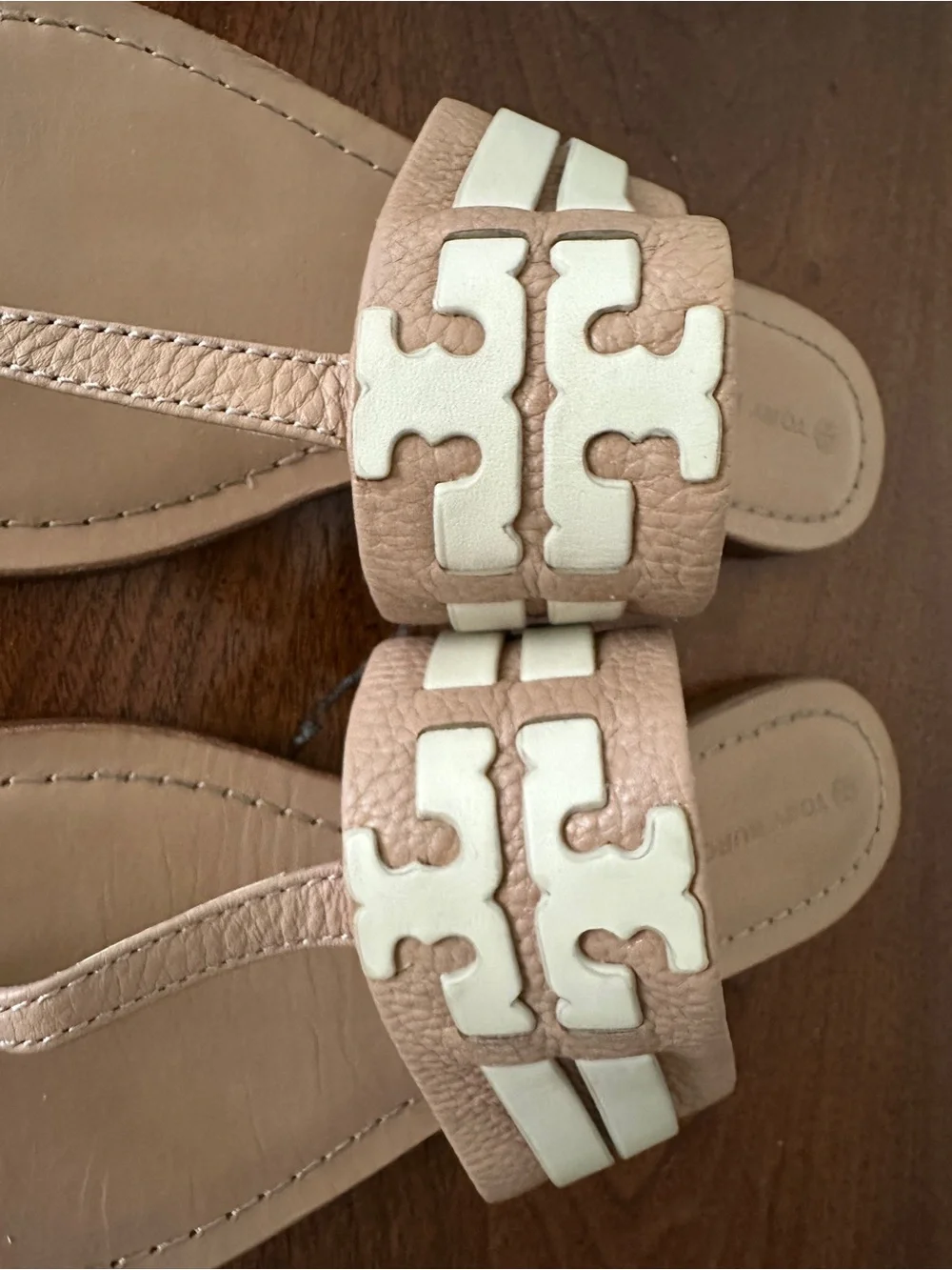 Tory Burch Miller Soft Leather Sandals Tan Ivory Size 10.5M